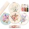4pcs of Embroidery kit with Patterns and Instructions, DIY Adult Beginner Cross Stitch Kits, Including 2 Plastic Embroidery Rings, 1 Pair of Scissors, Colored Threads and Needles